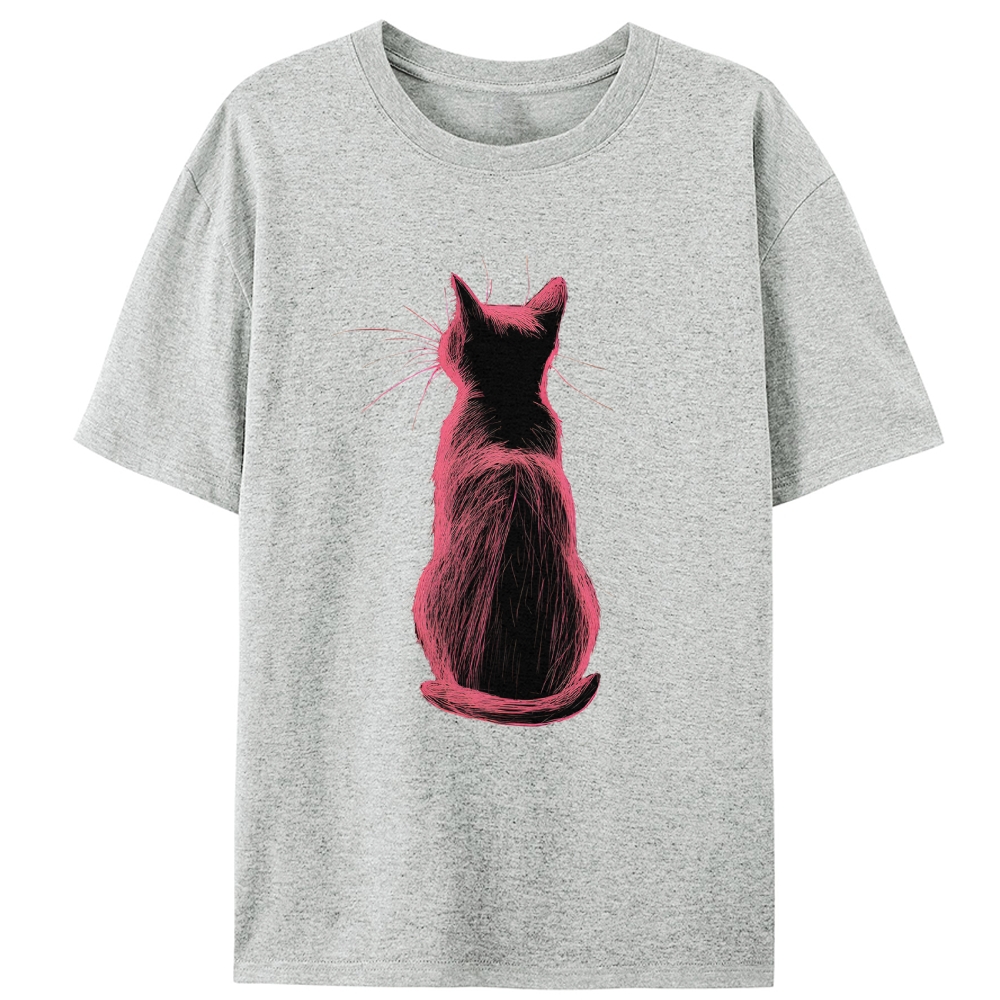 Pink Cat, Quiet Mood Retro Designed for Women - Slim Fit Cotton Tee
