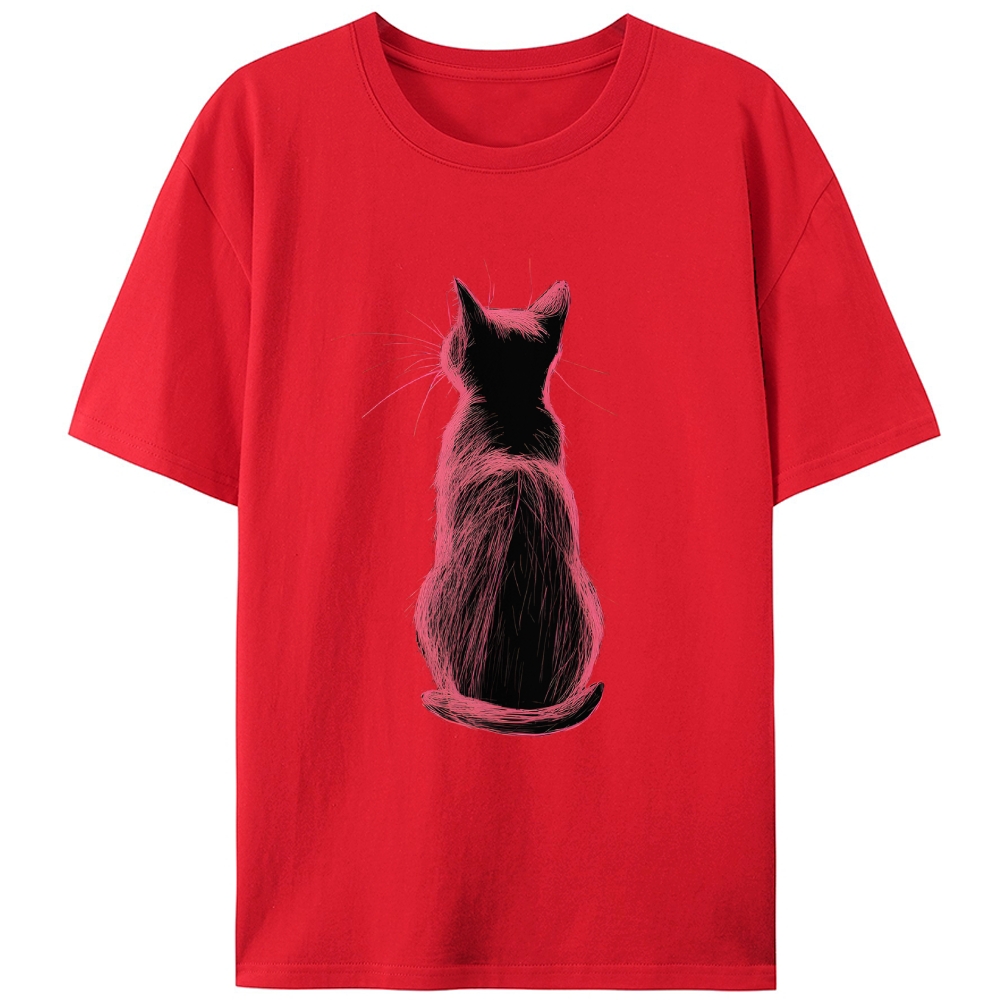 Pink Cat, Quiet Mood Retro Designed for Women - Slim Fit Cotton Tee