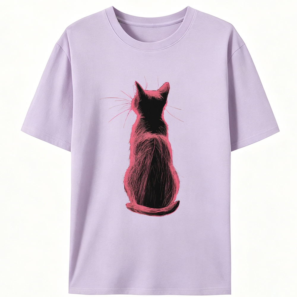 Pink Cat, Quiet Mood Retro Designed for Women - Slim Fit Cotton Tee