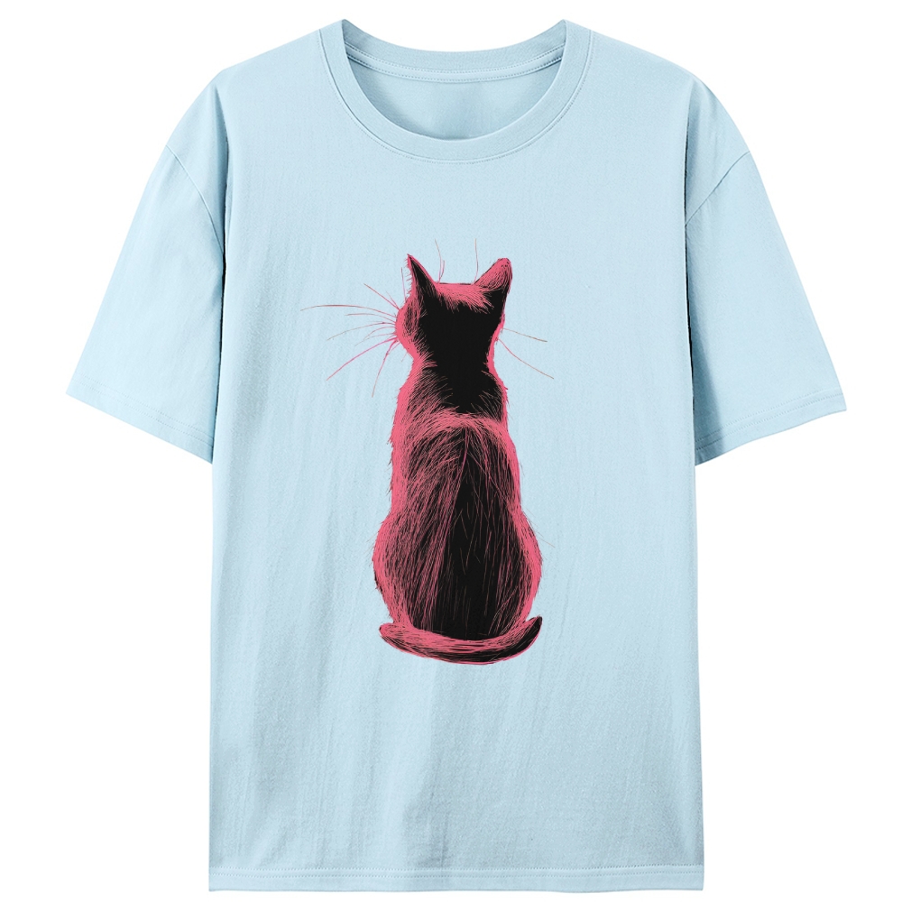 Pink Cat, Quiet Mood Retro Designed for Women - Slim Fit Cotton Tee