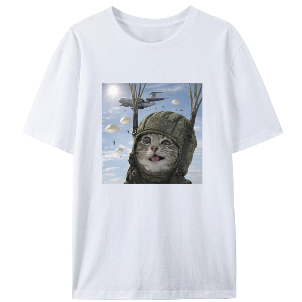 Ace Paratrooper Meow Retro Designed for Women - Slim Fit Cotton Tee