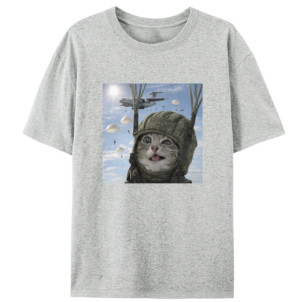 Ace Paratrooper Meow Retro Designed for Women - Slim Fit Cotton Tee