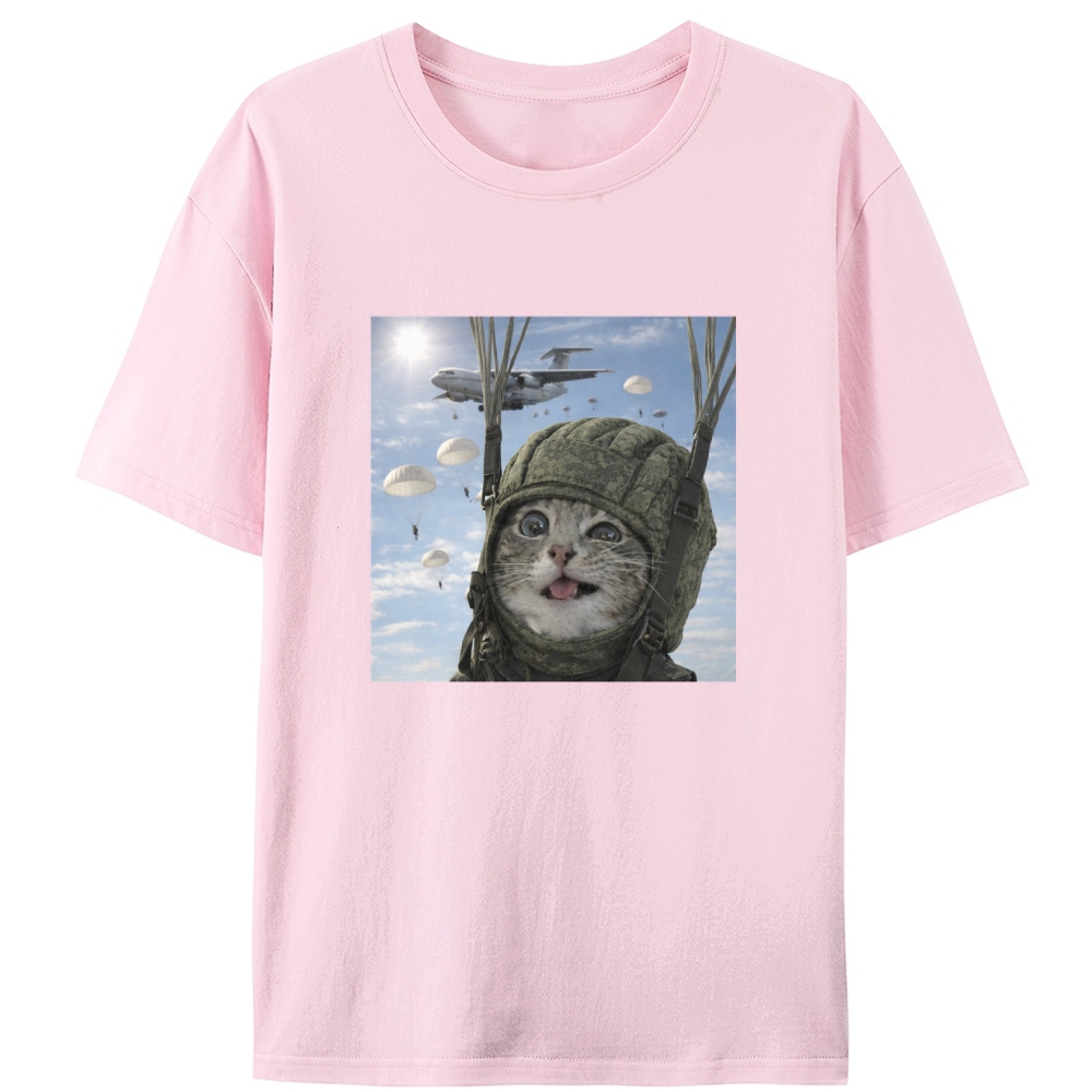 Ace Paratrooper Meow Retro Designed for Women - Slim Fit Cotton Tee