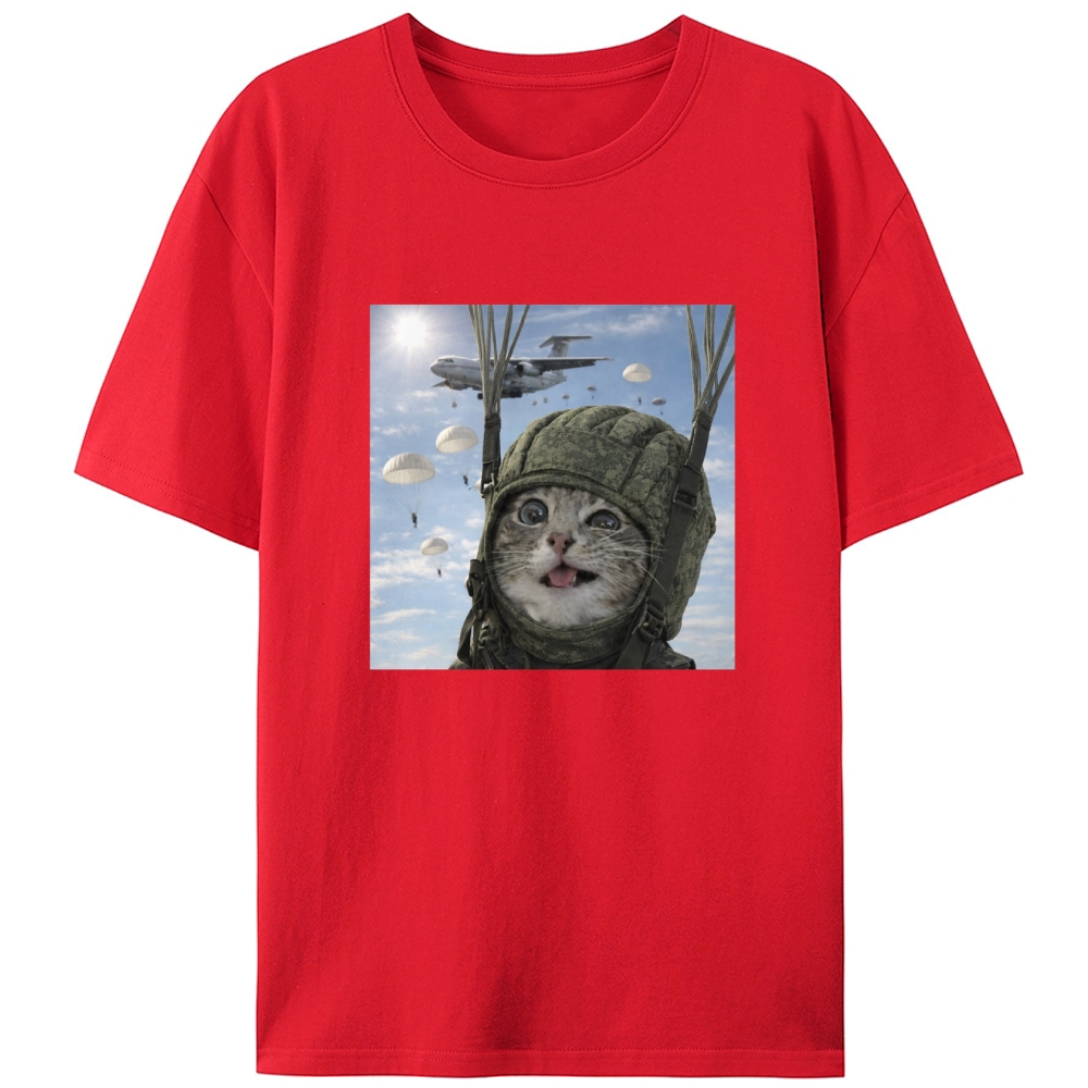 Ace Paratrooper Meow Retro Designed for Women - Slim Fit Cotton Tee