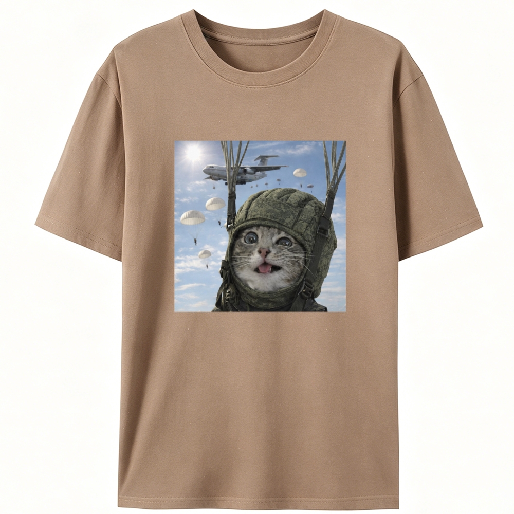 Ace Paratrooper Meow Retro Designed for Women - Slim Fit Cotton Tee