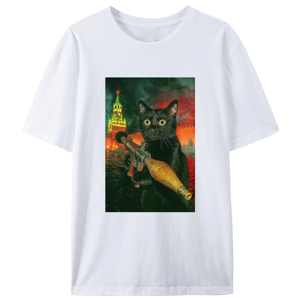 Kremlin Rocket Meow Retro Designed for Women - Slim Fit Cotton Tee