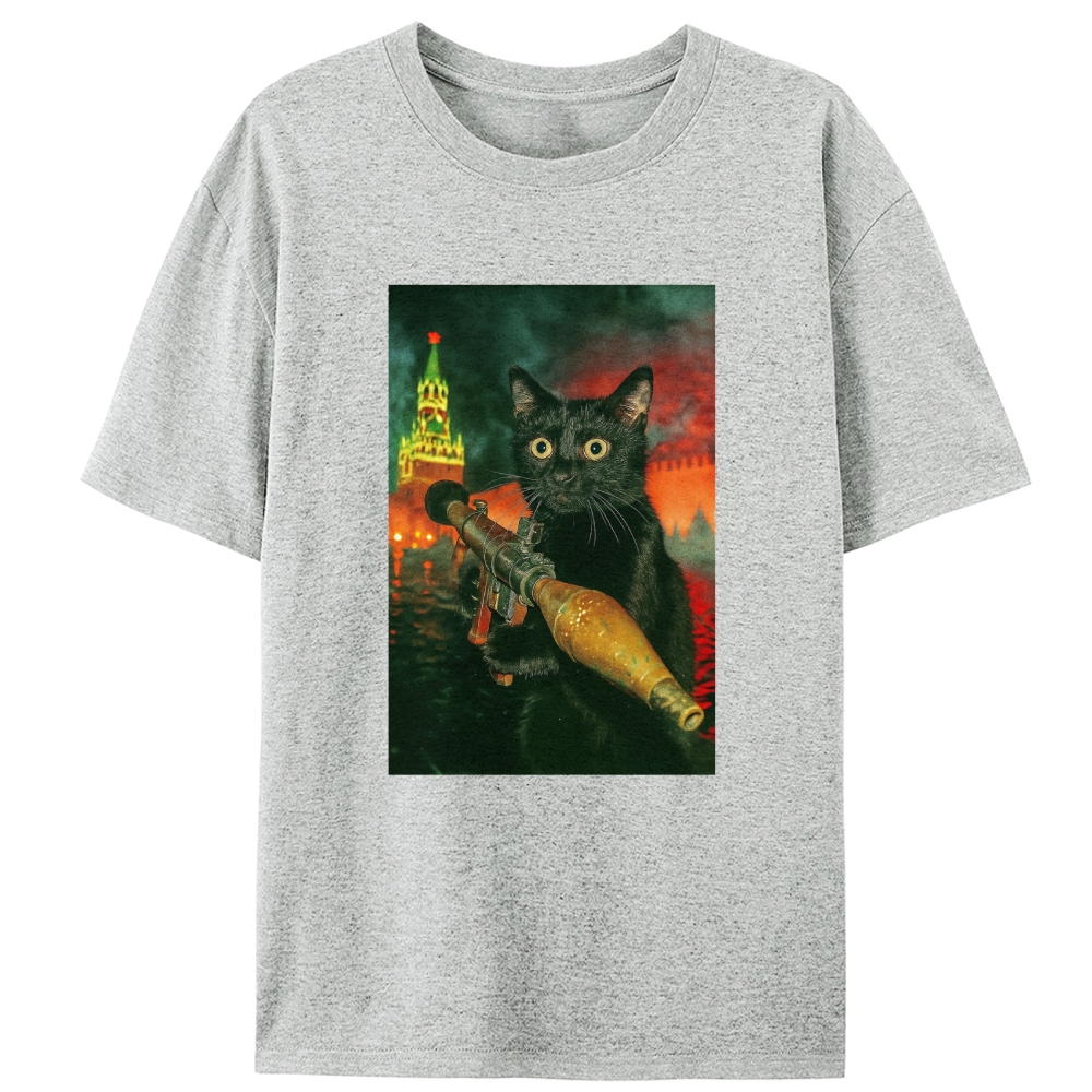 Kremlin Rocket Meow Retro Designed for Women - Slim Fit Cotton Tee