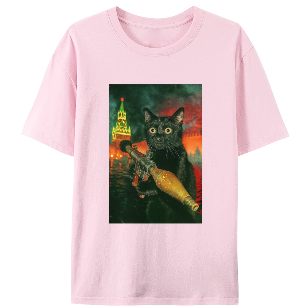 Kremlin Rocket Meow Retro Designed for Women - Slim Fit Cotton Tee