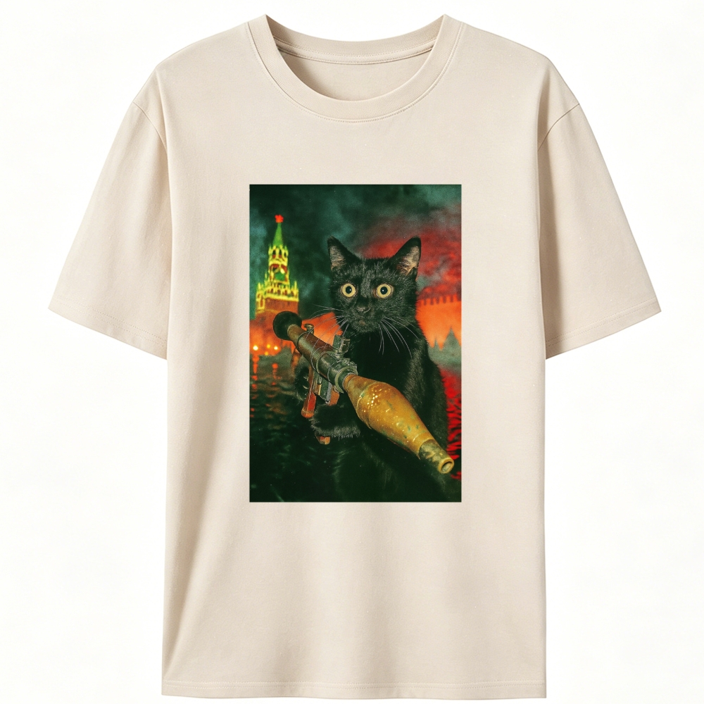 Kremlin Rocket Meow Retro Designed for Women - Slim Fit Cotton Tee