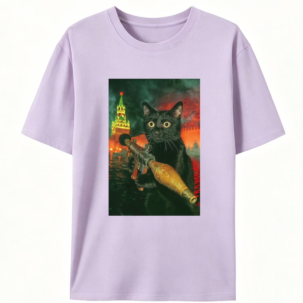 Kremlin Rocket Meow Retro Designed for Women - Slim Fit Cotton Tee