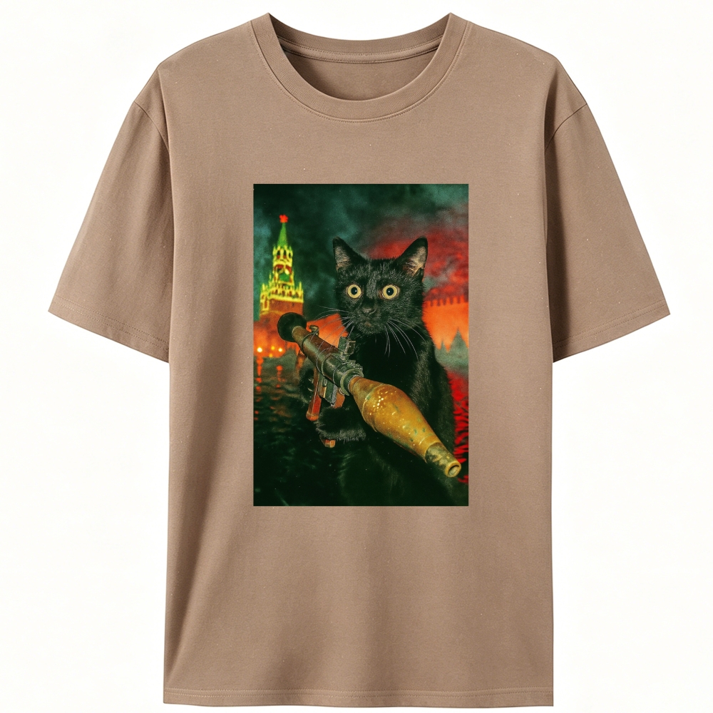 Kremlin Rocket Meow Retro Designed for Women - Slim Fit Cotton Tee