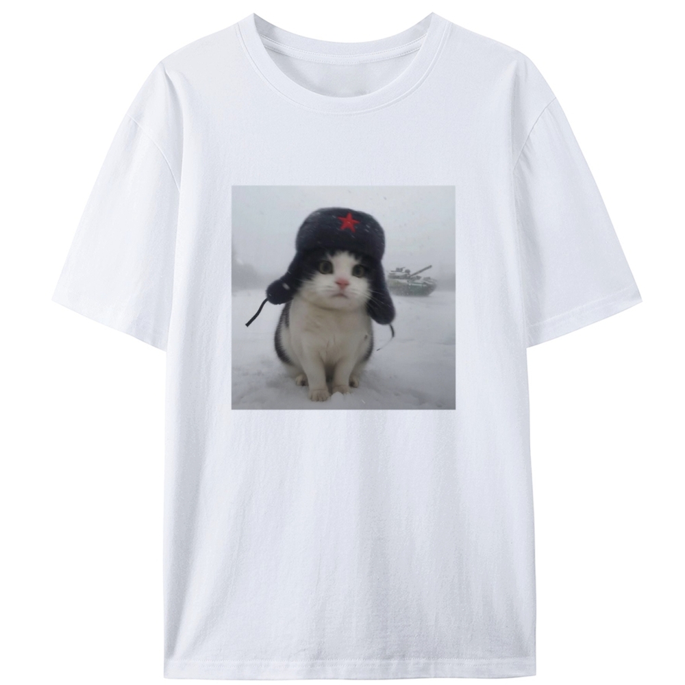 Soviet Commissar Kitty Retro Designed for Women - Slim Fit Cotton Tee