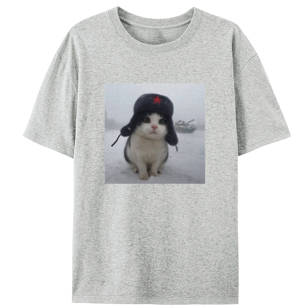 Soviet Commissar Kitty Retro Designed for Women - Slim Fit Cotton Tee