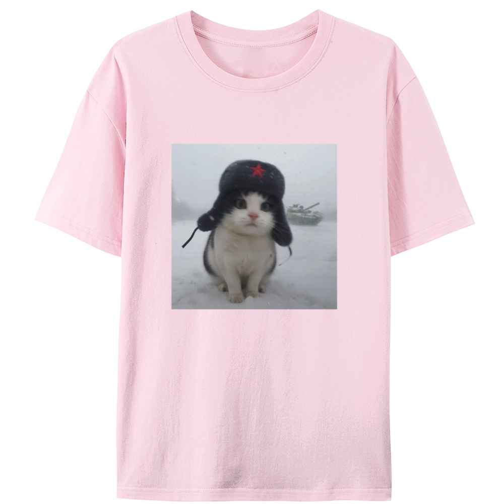 Soviet Commissar Kitty Retro Designed for Women - Slim Fit Cotton Tee