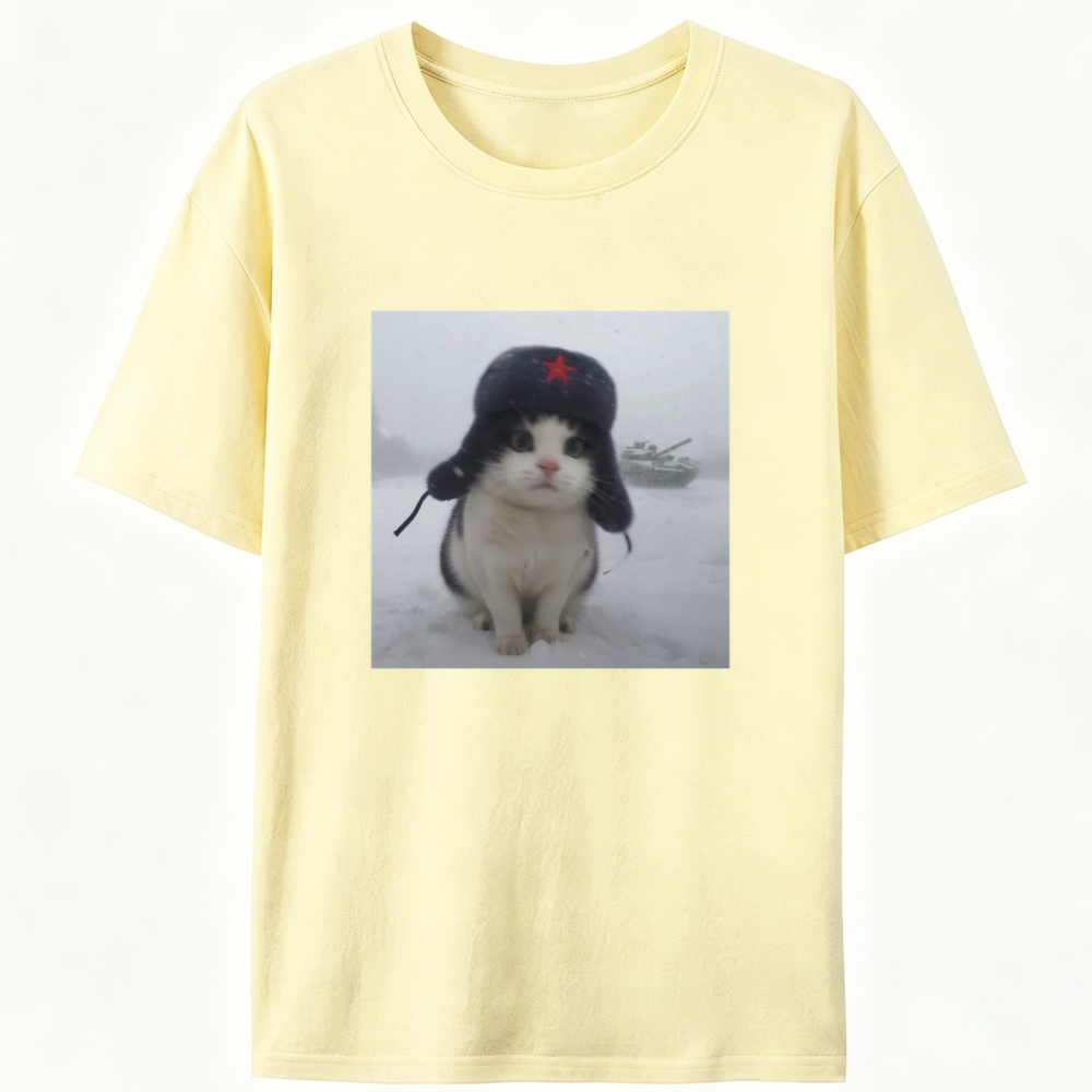 Soviet Commissar Kitty Retro Designed for Women - Slim Fit Cotton Tee