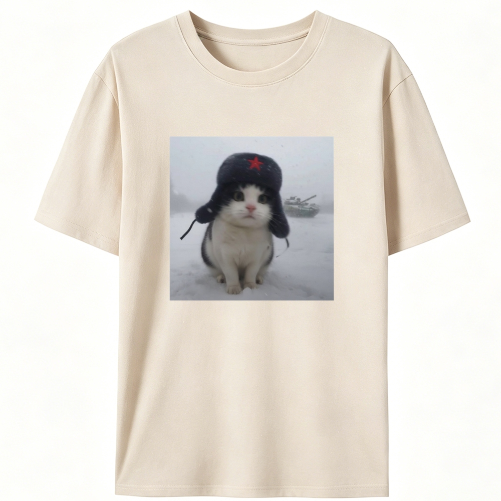 Soviet Commissar Kitty Retro Designed for Women - Slim Fit Cotton Tee