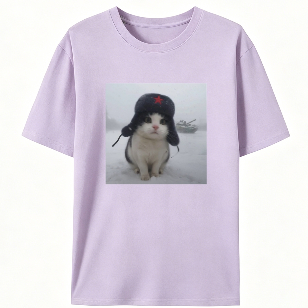 Soviet Commissar Kitty Retro Designed for Women - Slim Fit Cotton Tee