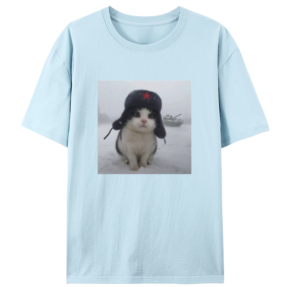 Soviet Commissar Kitty Retro Designed for Women - Slim Fit Cotton Tee