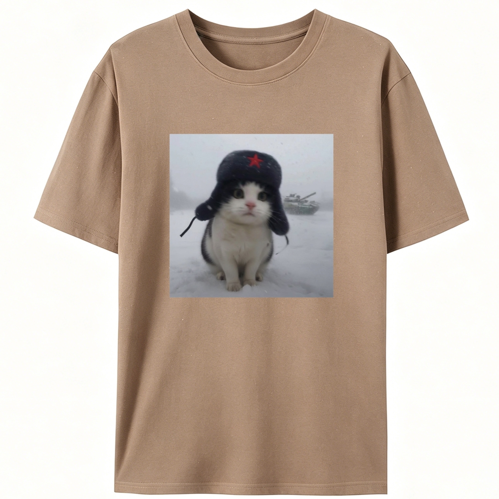 Soviet Commissar Kitty Retro Designed for Women - Slim Fit Cotton Tee