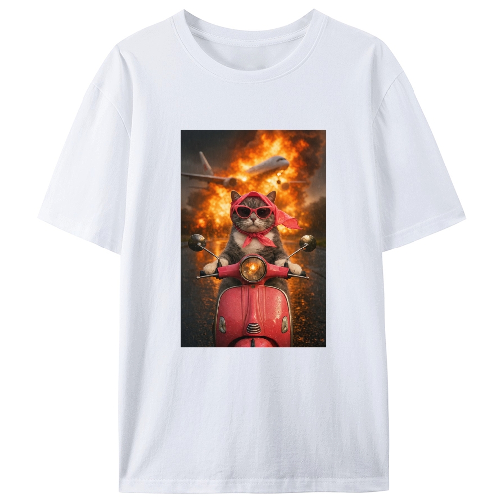 Unfazed Escape Meow Retro Designed for Women - Slim Fit Cotton Tee