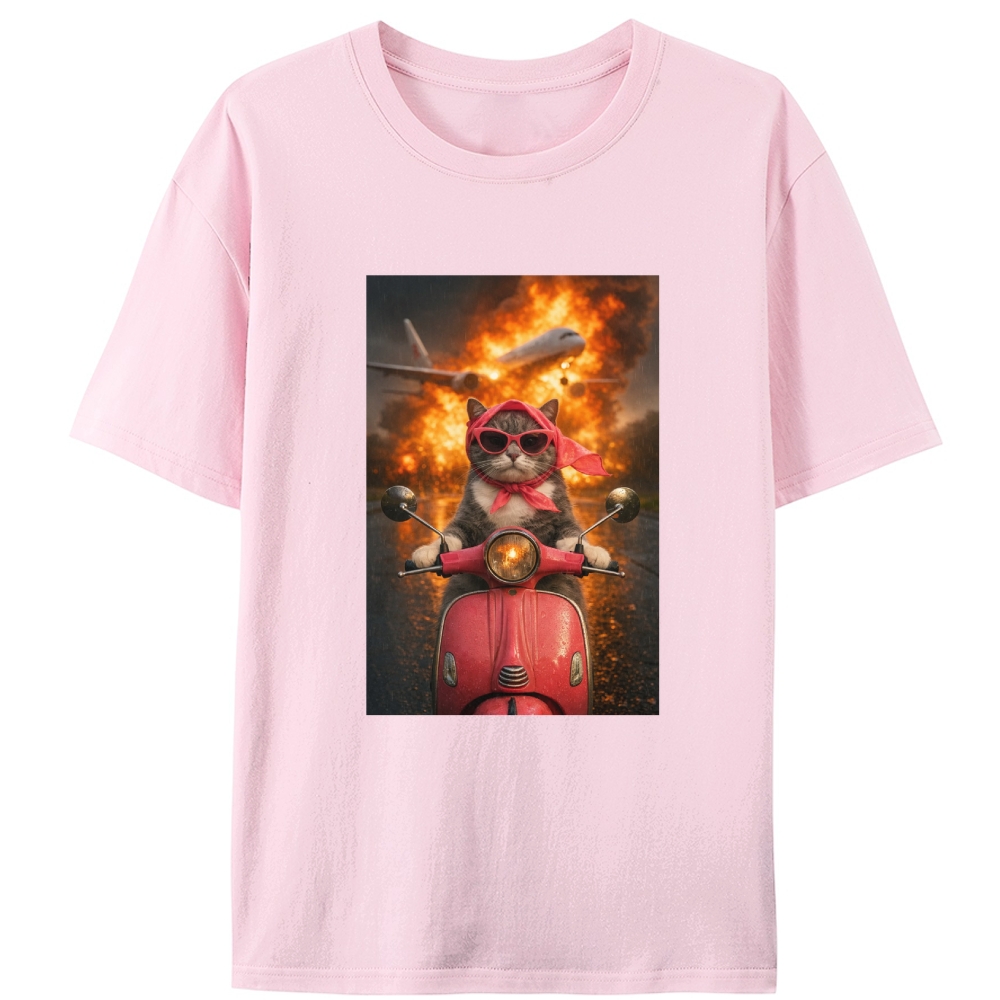 Unfazed Escape Meow Retro Designed for Women - Slim Fit Cotton Tee