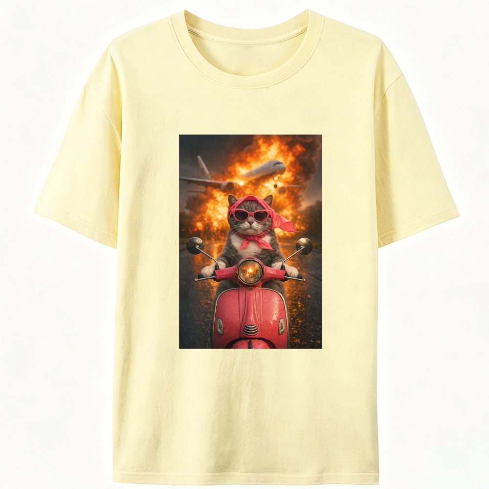 Unfazed Escape Meow Retro Designed for Women - Slim Fit Cotton Tee