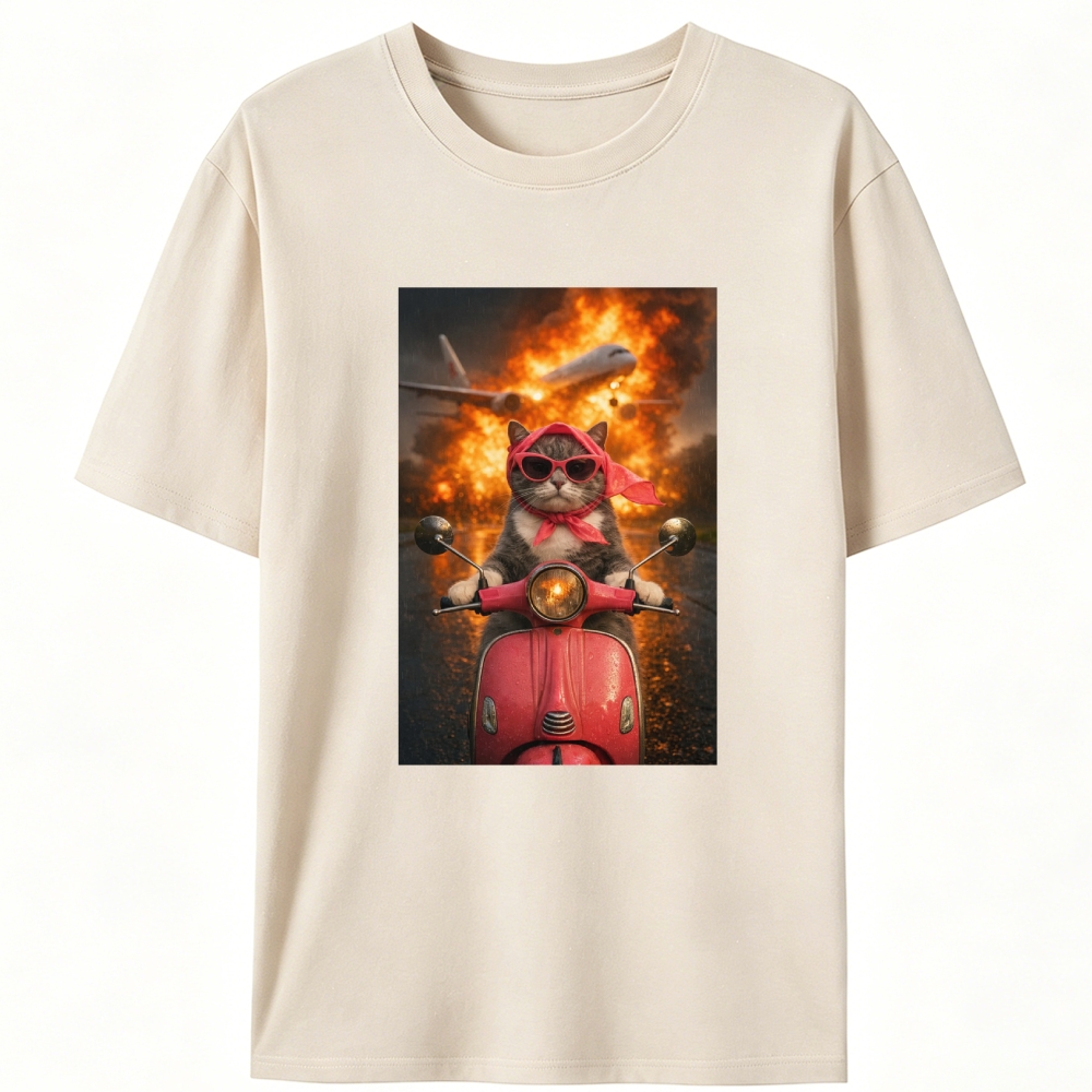 Unfazed Escape Meow Retro Designed for Women - Slim Fit Cotton Tee