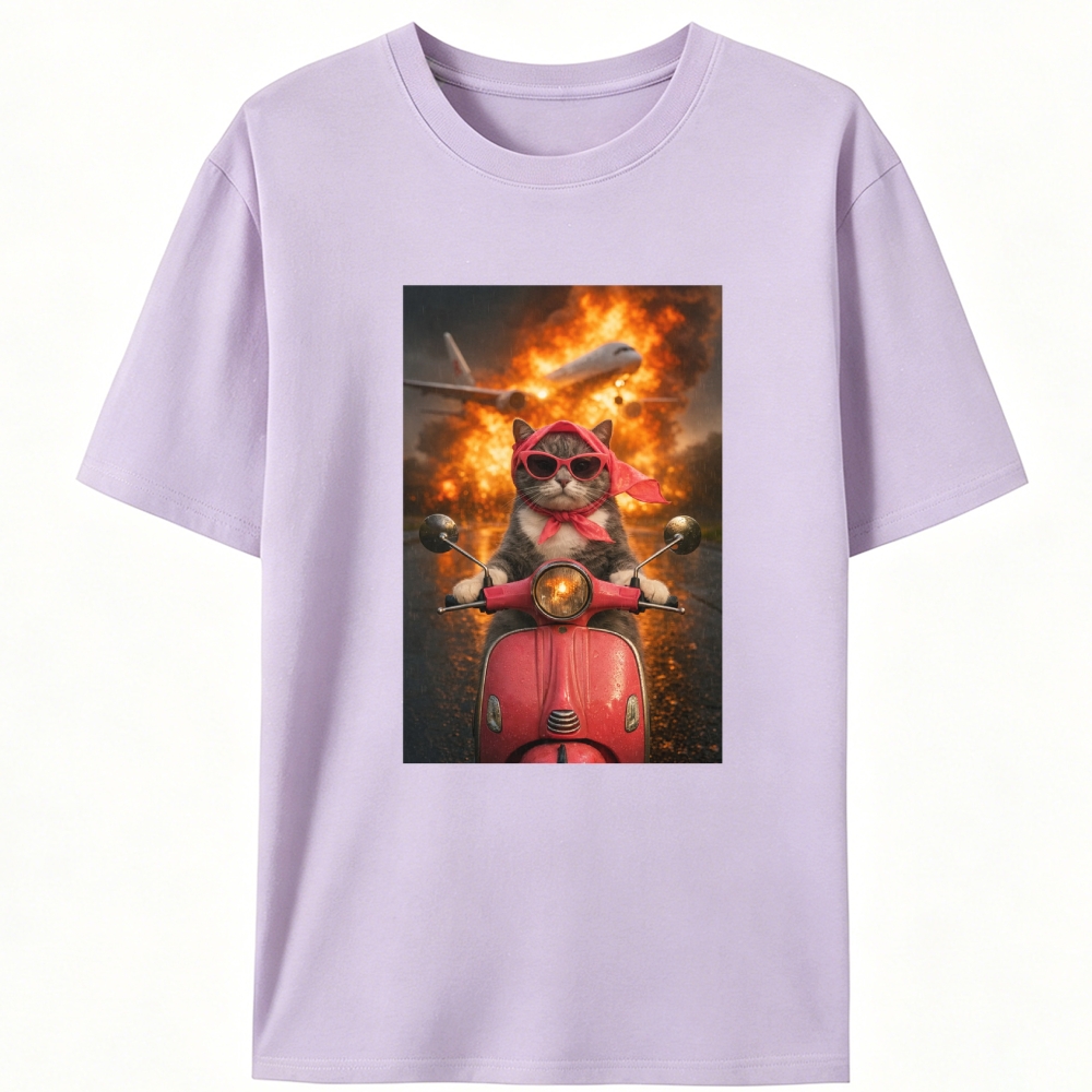 Unfazed Escape Meow Retro Designed for Women - Slim Fit Cotton Tee