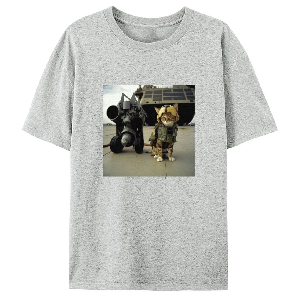 Carrier Missile Meow Retro Designed for Women - Slim Fit Cotton Tee