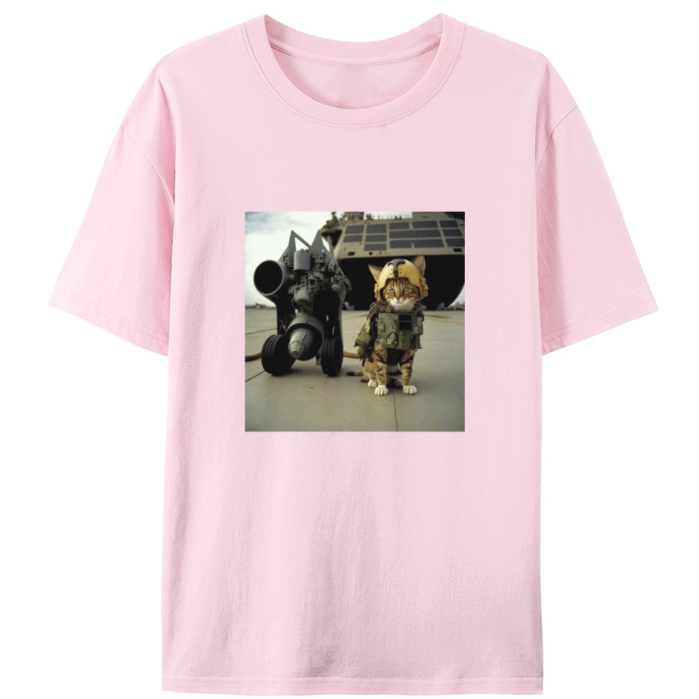 Carrier Missile Meow Retro Designed for Women - Slim Fit Cotton Tee