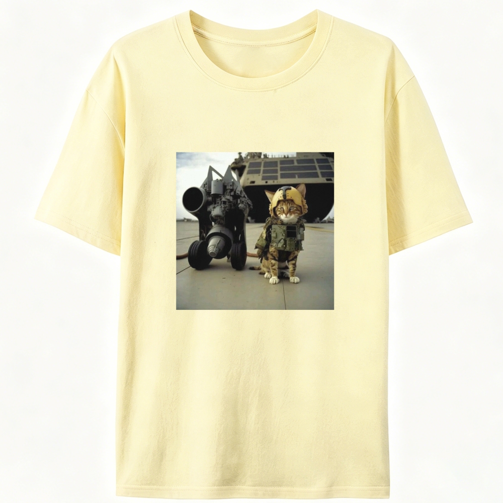 Carrier Missile Meow Retro Designed for Women - Slim Fit Cotton Tee