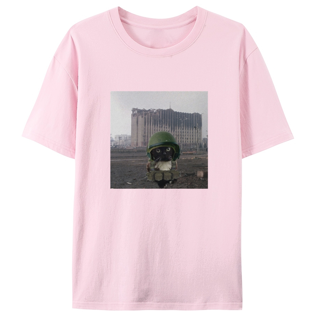 Post-War Survivor Meow Retro Designed for Women - Slim Fit Cotton Tee