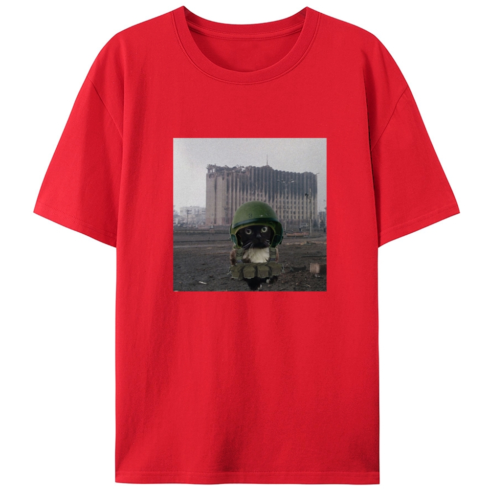 Post-War Survivor Meow Retro Designed for Women - Slim Fit Cotton Tee