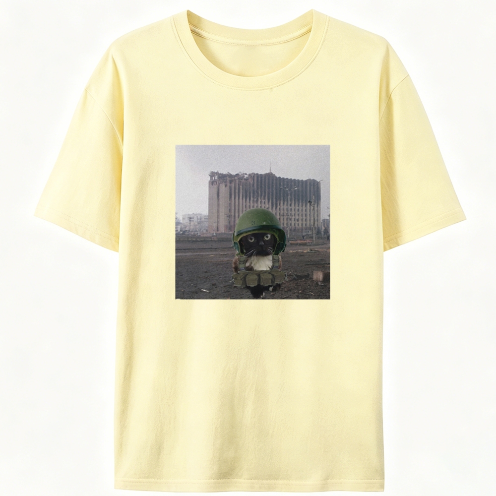 Post-War Survivor Meow Retro Designed for Women - Slim Fit Cotton Tee