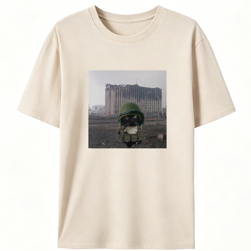 Post-War Survivor Meow Retro Designed for Women - Slim Fit Cotton Tee