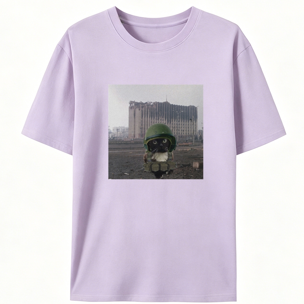 Post-War Survivor Meow Retro Designed for Women - Slim Fit Cotton Tee