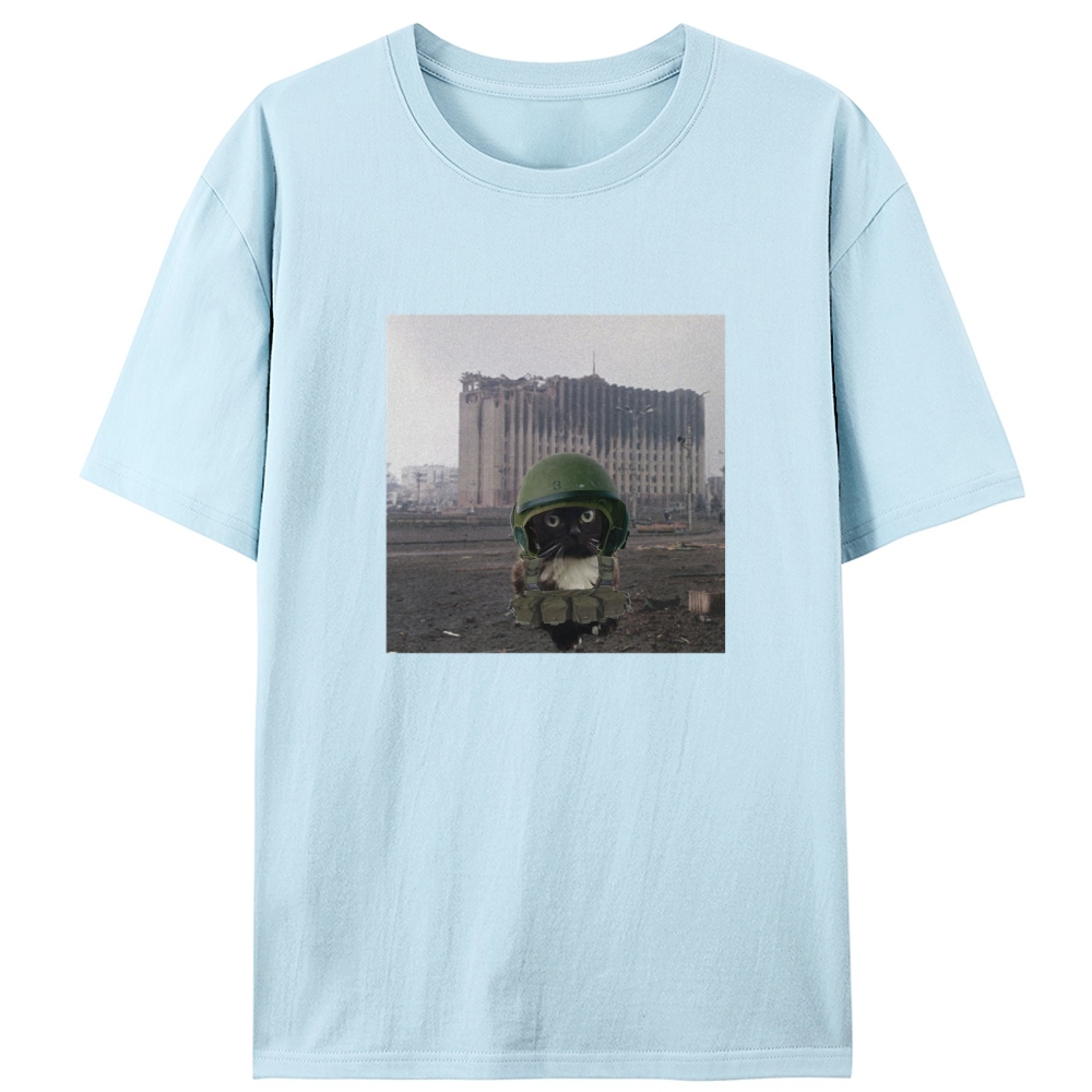 Post-War Survivor Meow Retro Designed for Women - Slim Fit Cotton Tee