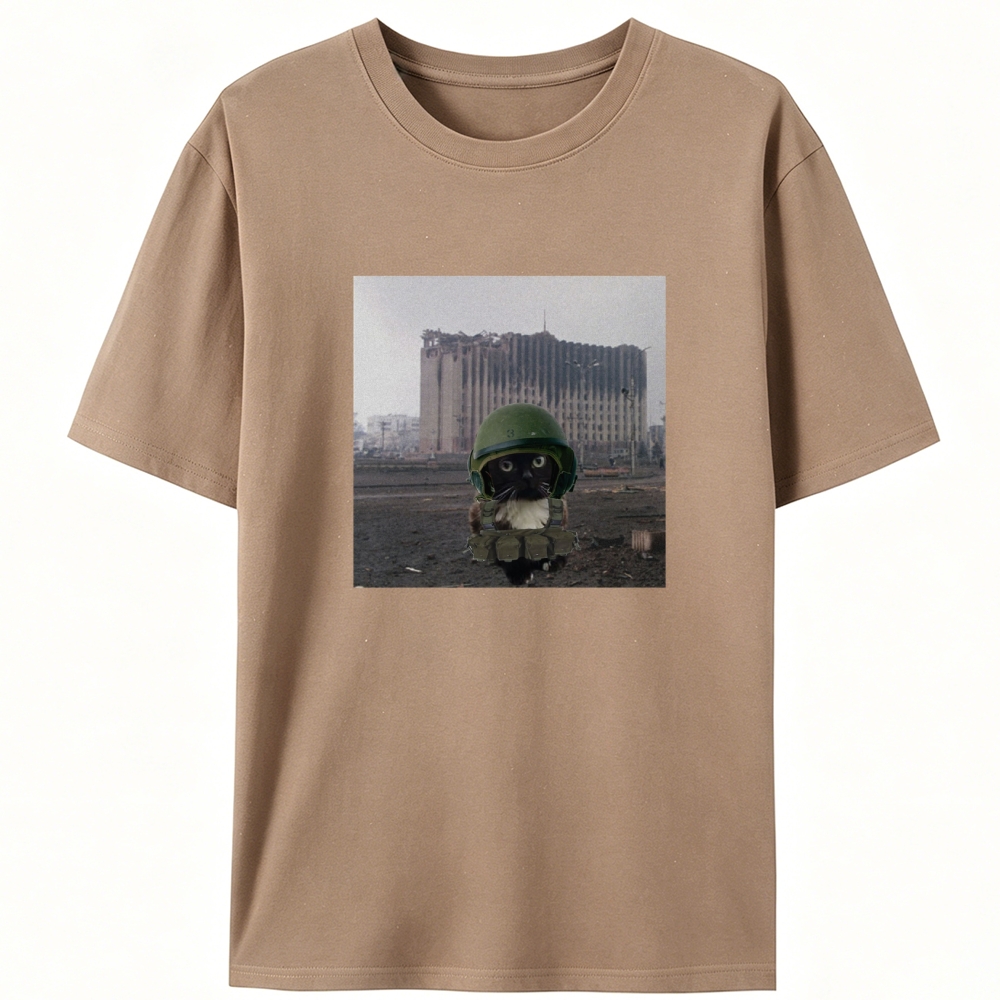 Post-War Survivor Meow Retro Designed for Women - Slim Fit Cotton Tee
