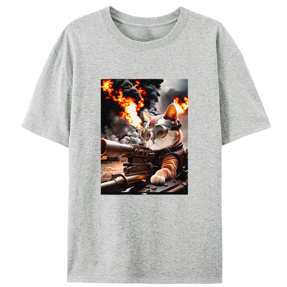 Machine Gun Badass Meow Retro Designed for Women - Slim Fit Cotton Tee