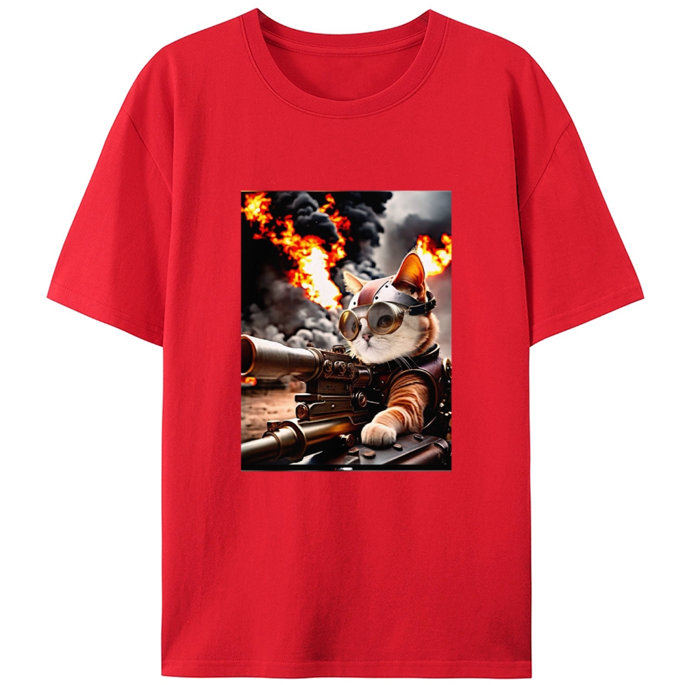 Machine Gun Badass Meow Retro Designed for Women - Slim Fit Cotton Tee
