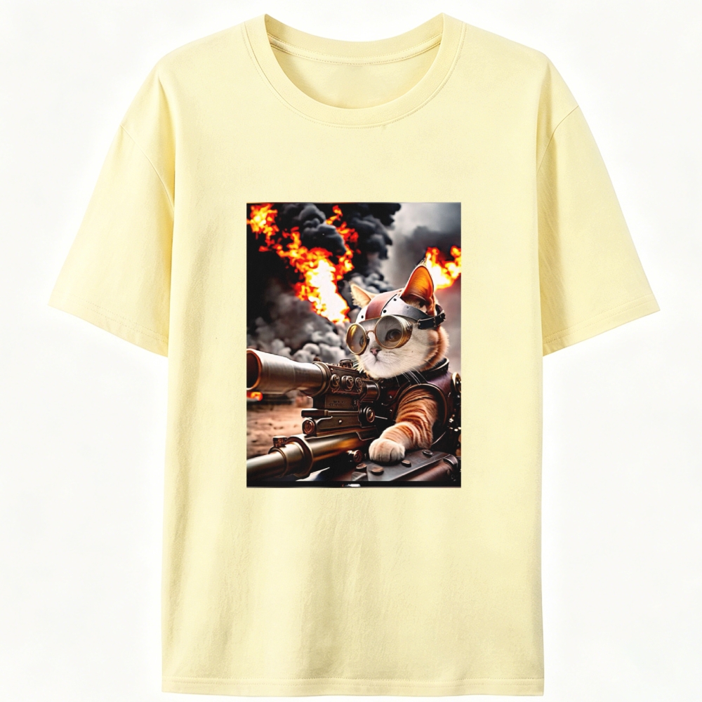 Machine Gun Badass Meow Retro Designed for Women - Slim Fit Cotton Tee