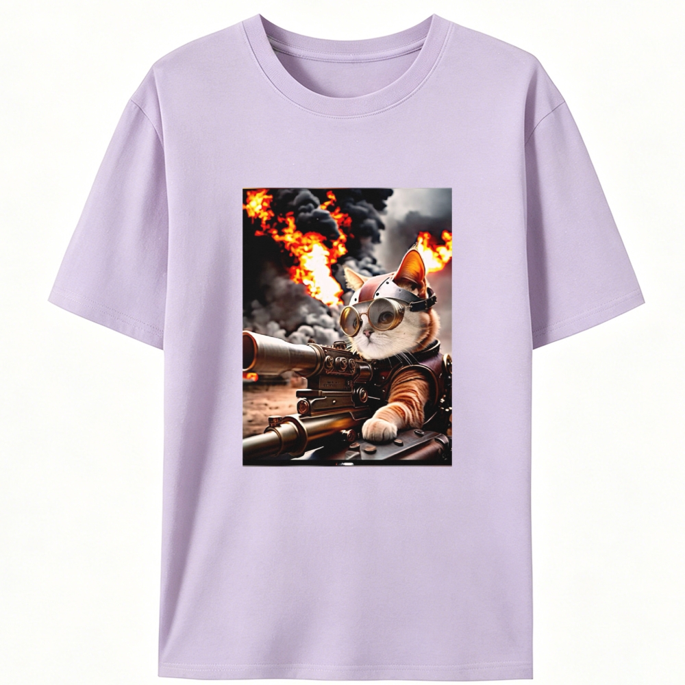 Machine Gun Badass Meow Retro Designed for Women - Slim Fit Cotton Tee