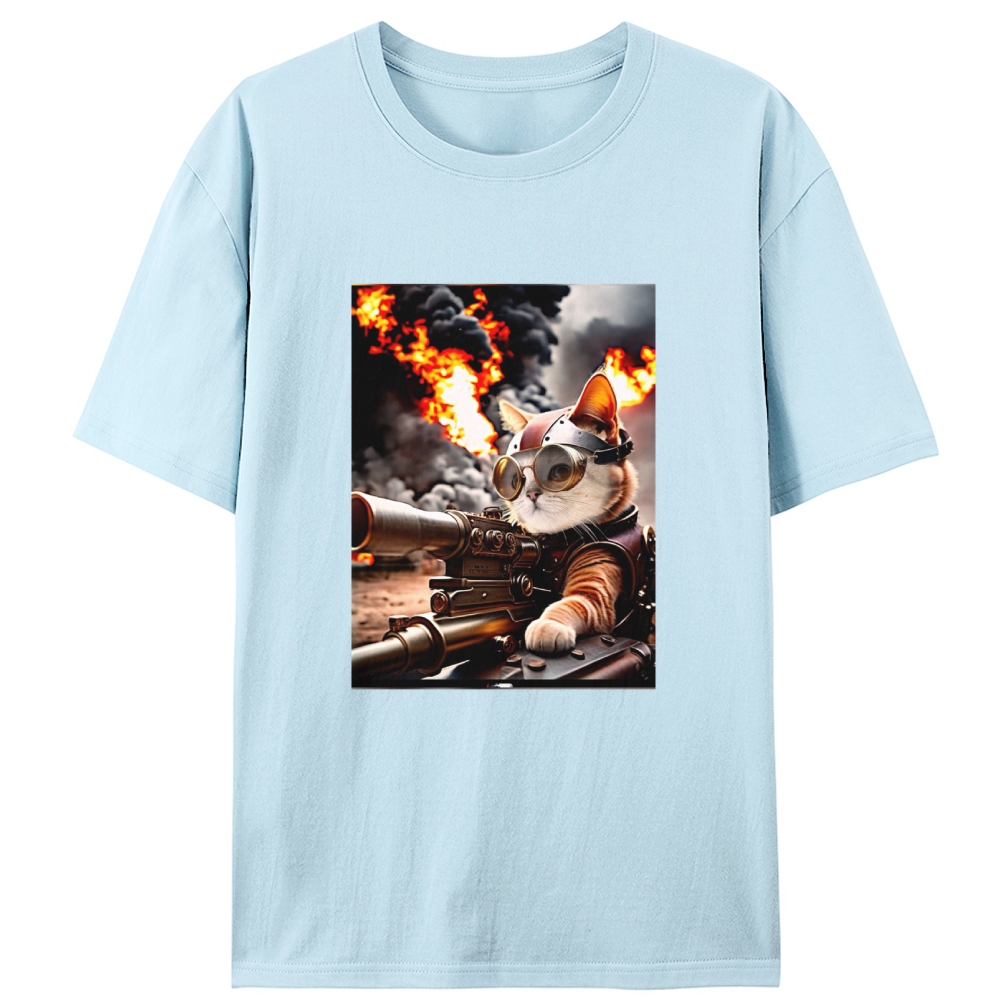 Machine Gun Badass Meow Retro Designed for Women - Slim Fit Cotton Tee