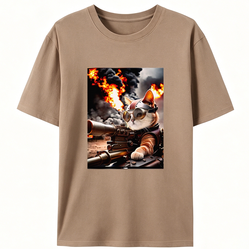 Machine Gun Badass Meow Retro Designed for Women - Slim Fit Cotton Tee