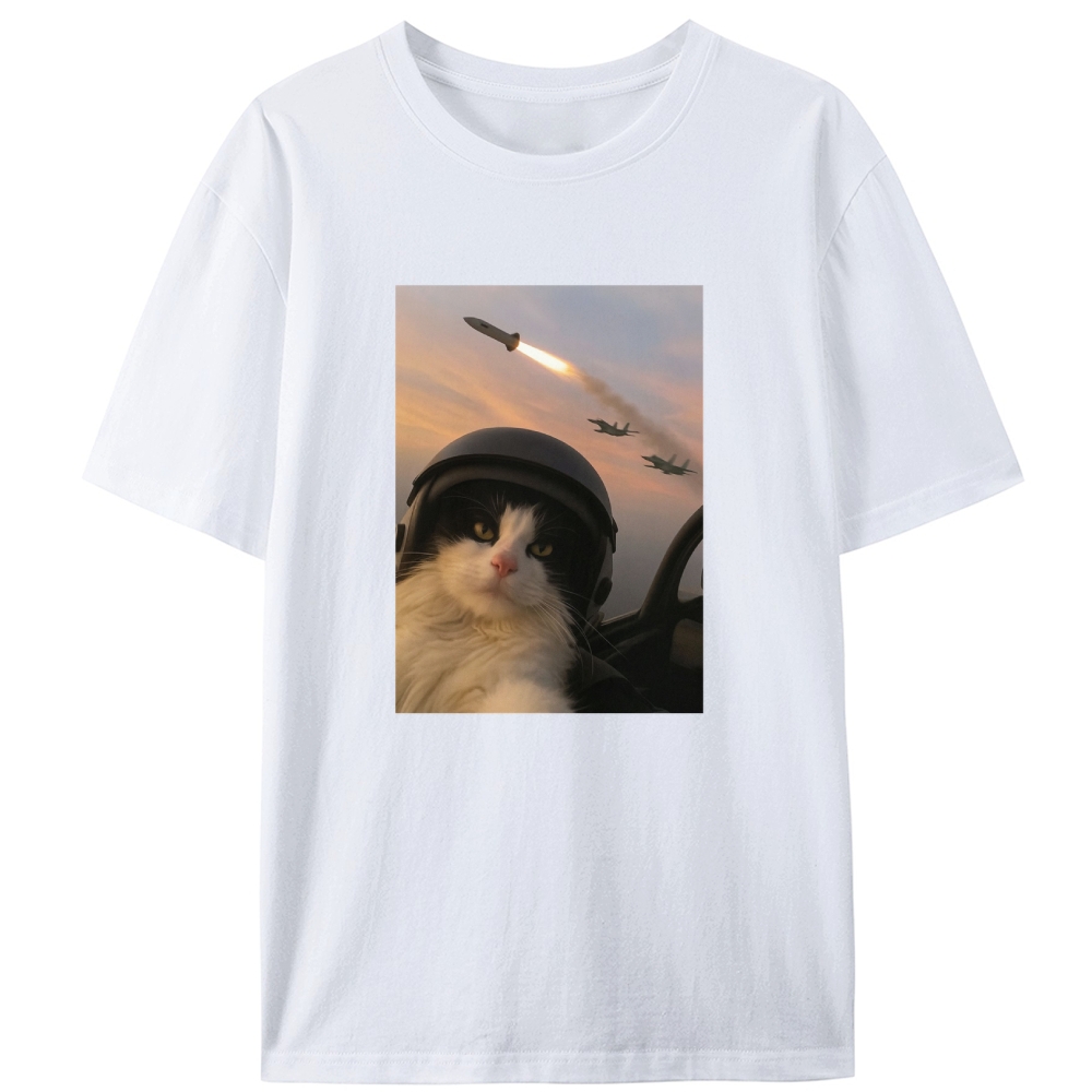 Sunset Fighter Meow Retro Designed for Women - Slim Fit Cotton Tee