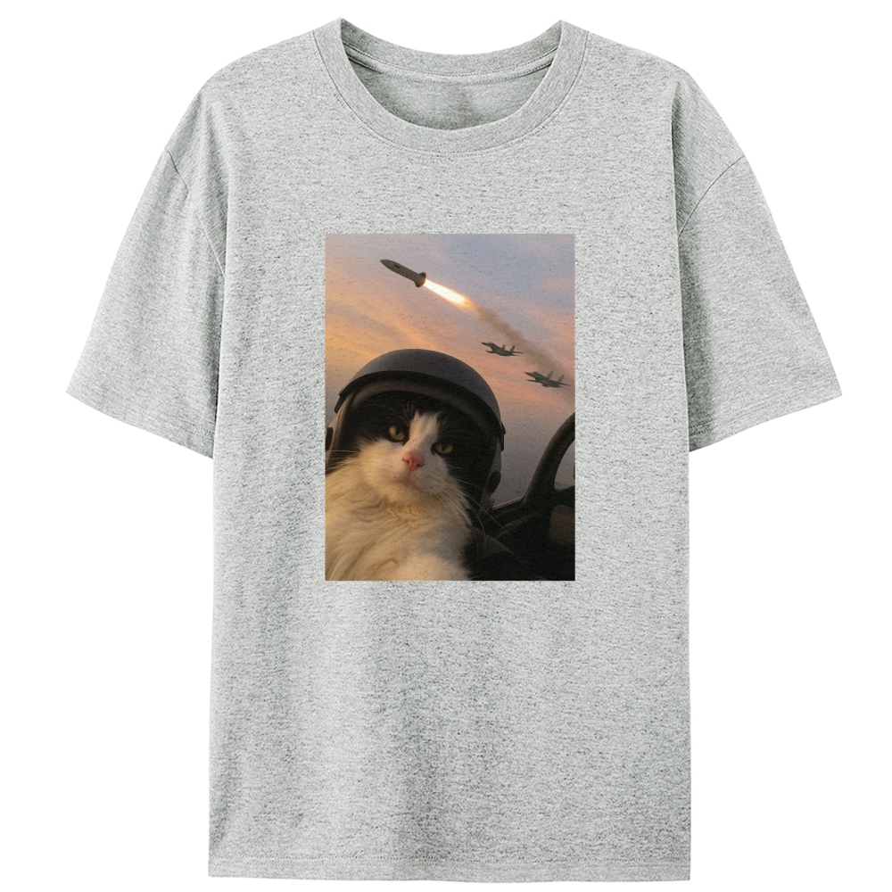 Sunset Fighter Meow Retro Designed for Women - Slim Fit Cotton Tee