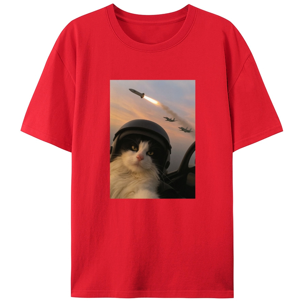 Sunset Fighter Meow Retro Designed for Women - Slim Fit Cotton Tee