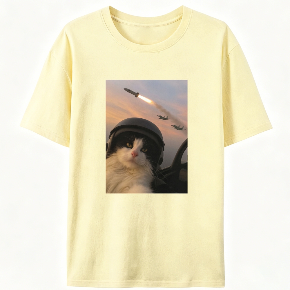 Sunset Fighter Meow Retro Designed for Women - Slim Fit Cotton Tee