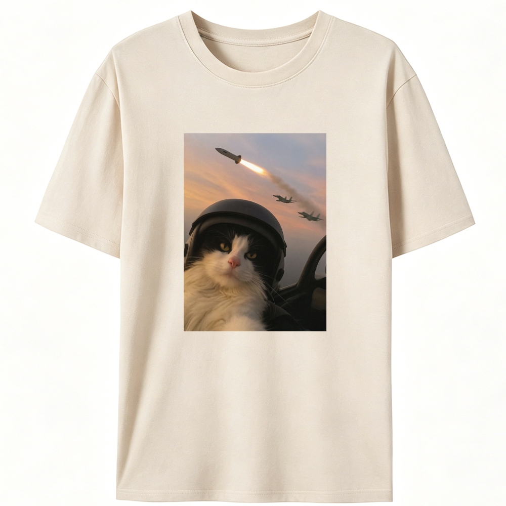 Sunset Fighter Meow Retro Designed for Women - Slim Fit Cotton Tee