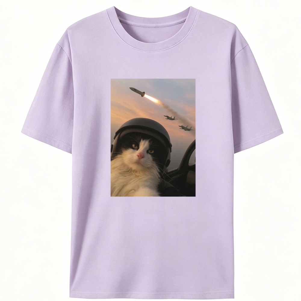 Sunset Fighter Meow Retro Designed for Women - Slim Fit Cotton Tee